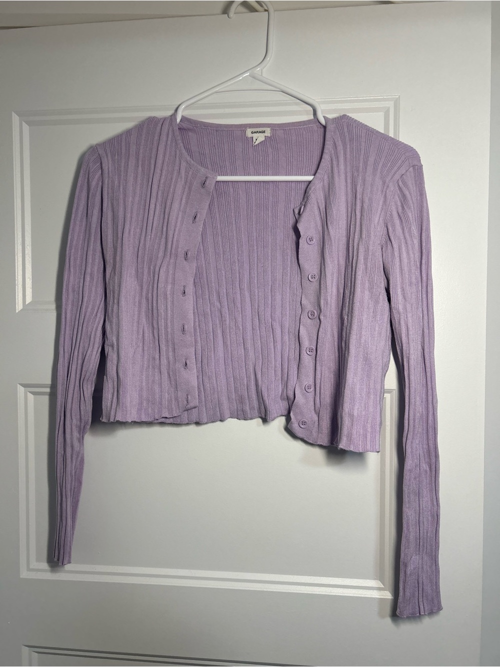 Garage Lavender Ribbed Cropped Cardigan